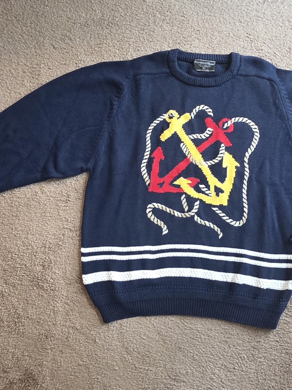 Preswick & Moore Navy Crewneck Cotton Sweater